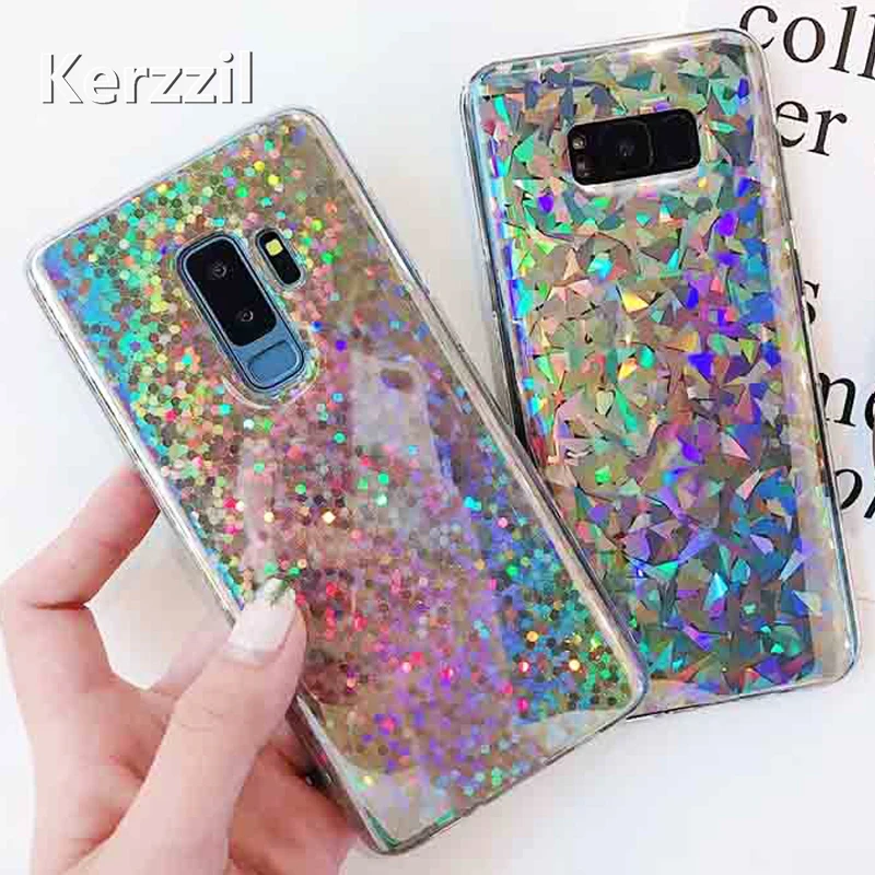 Лазер с блестками в виде геометрических фигур Чехлы для samsung Galaxy S8 Plus чехол S9 S7 S7edge