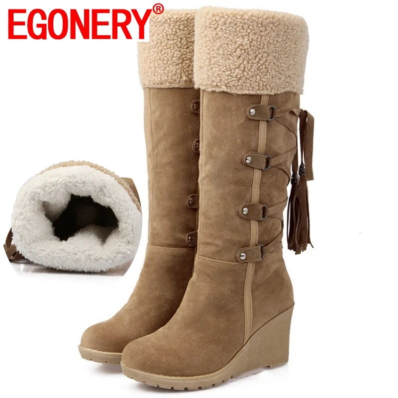 black knee high snow boots