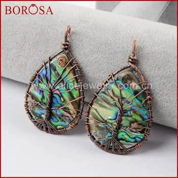 

BOROSA Drop Shape Abalone Shell Wire Wrap Pendant Bead,High Quality Fashion Pendant for DIY Drusy Necklace Jewelry WX574