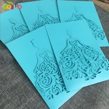 50 комплектов inc193 классические свадебные приглашения карты пользовательский лазер срезанный цветок Небесно-Голубой настраиваемый Девочка День рождения