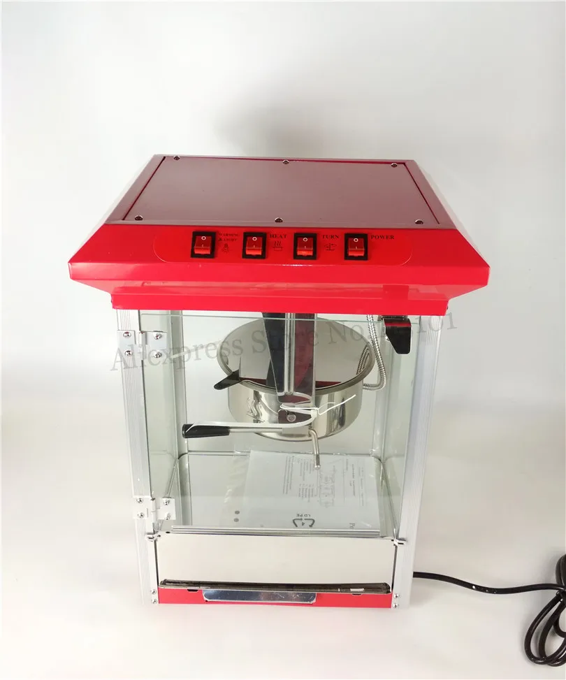 Машина для попкорна, коммерческий Поппер для кукурузы с вращающимся чайником, 6 унций, электрическое отопление, красный цвет, 220 В, 1175 Вт