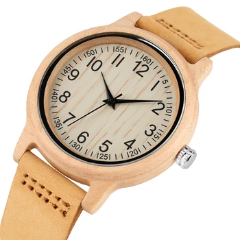 

Simple Women Wood Watch Ladies Watch Female Precise Scale Wood Wristwatch Slim Leather Band Quartz Watches for Women Girls Reloj