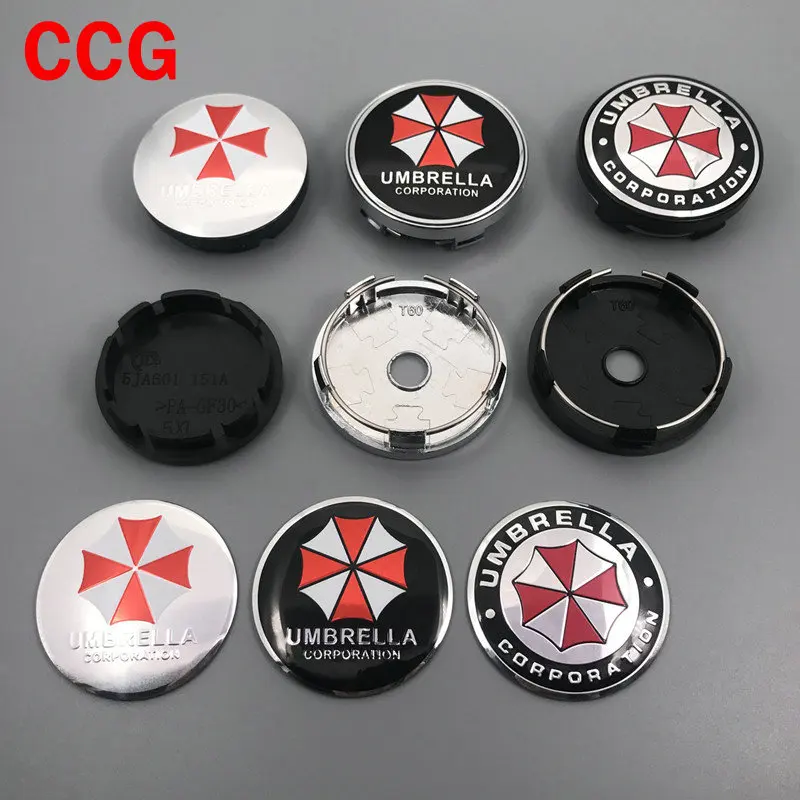 

4pcs 56mm 60mm UMBRELLA CORPORATION Car logo Wheel Center Cap rim Badge decal Creative decoration emblem Tires sticker