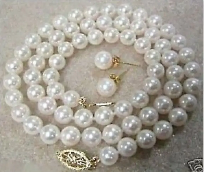 

FREE SHIPPING HOT sell new Style >>>> 18inch 10-11MM NATURAL AAA round south seas white pearl necklace earrings