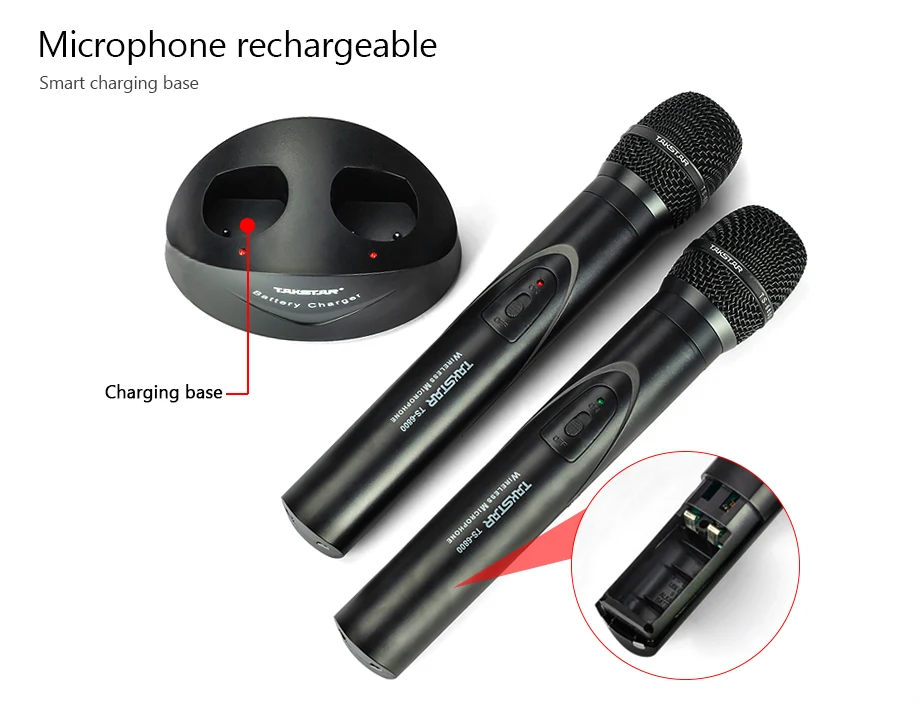 Oupushi высококачественный перезаряжаемый микрофон домашний караоке беспроводной микрофон VHF Динамический Ручной KTV Поющий микрофон
