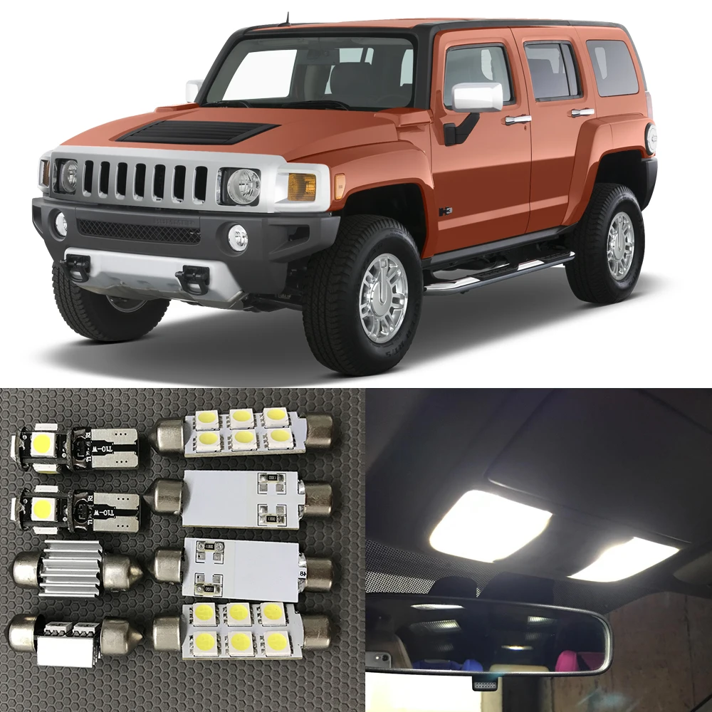 

13pc White Canbus Auto Interior LED Light Bulbs Kit For 2004 2005 2006 2007 2008 2009 2010 Hummer H3 Map Dome License Plate Lamp