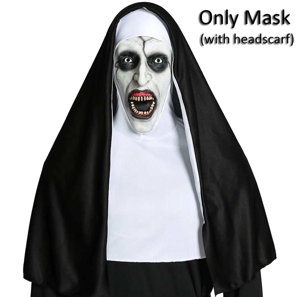 Маска монашки для косплея, костюм Девы Марии Мони, латексная маска ужаса, роскошные страшные костюмы для мужчин и женщин, вечерние костюмы на Хэллоуин - Цвет: Valak Mask