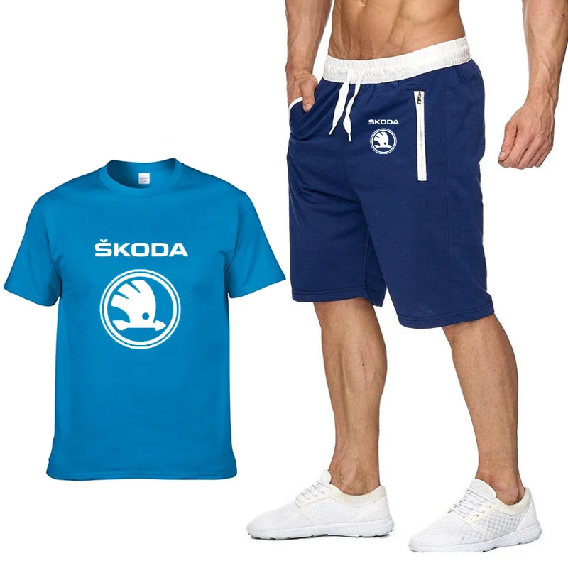 Мужская футболка с коротким рукавом и логотипом Skoda Car, летняя мужская футболка в стиле хип-хоп Харадзюку, футболка высокого качества, хлопковые футболки, штаны, спортивный костюм - Цвет: 803
