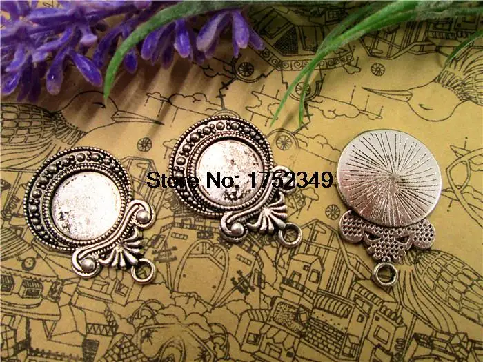 

10pcs--Antique Tibetan silver Cameo Cabochon Base Settings charm pendants, inner 12mm