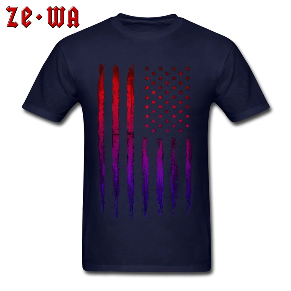 Colorful American flag Tshirts Designer Short Sleeve Normal 100% Cotton Round Neck Men Tops Shirts Printed T Shirts Summer Colorful American flag navy