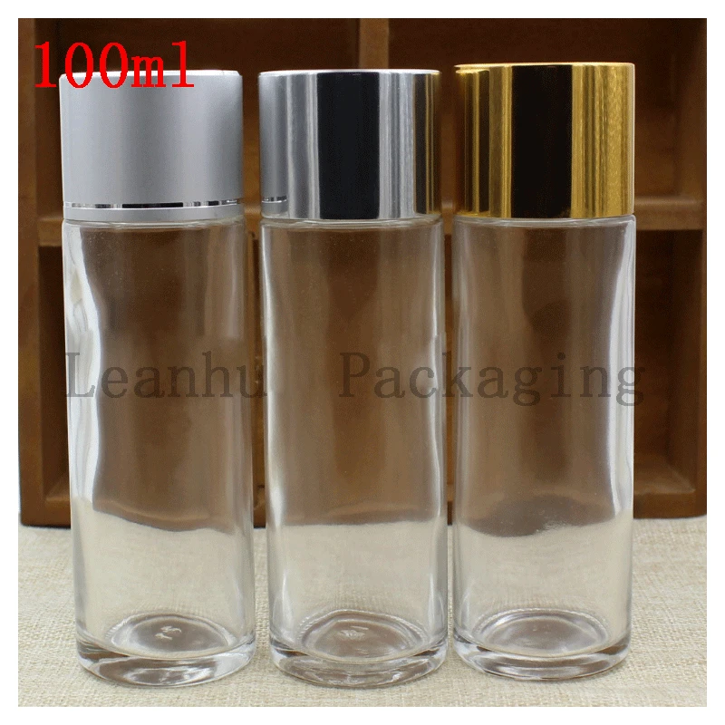 

100 ml Transparent Emulsion Glass Bottles 100 cc Bright Skin Water, Bath Dew Cosmetics Packaging Containers,Refillable Bottles