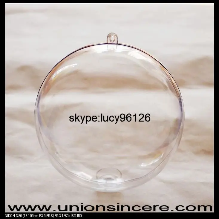 wholesale 16cm transparent hanging christmas baubles,clear plastic ball