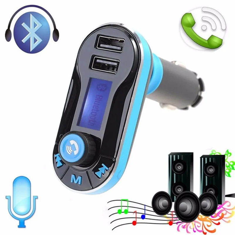 

Portable Cigarette Lighter MP3 Player Handsfree Bluetooth Car Kit FM Transmitter With Dual 2.1A USB SD LCD for A2DP Car Charger