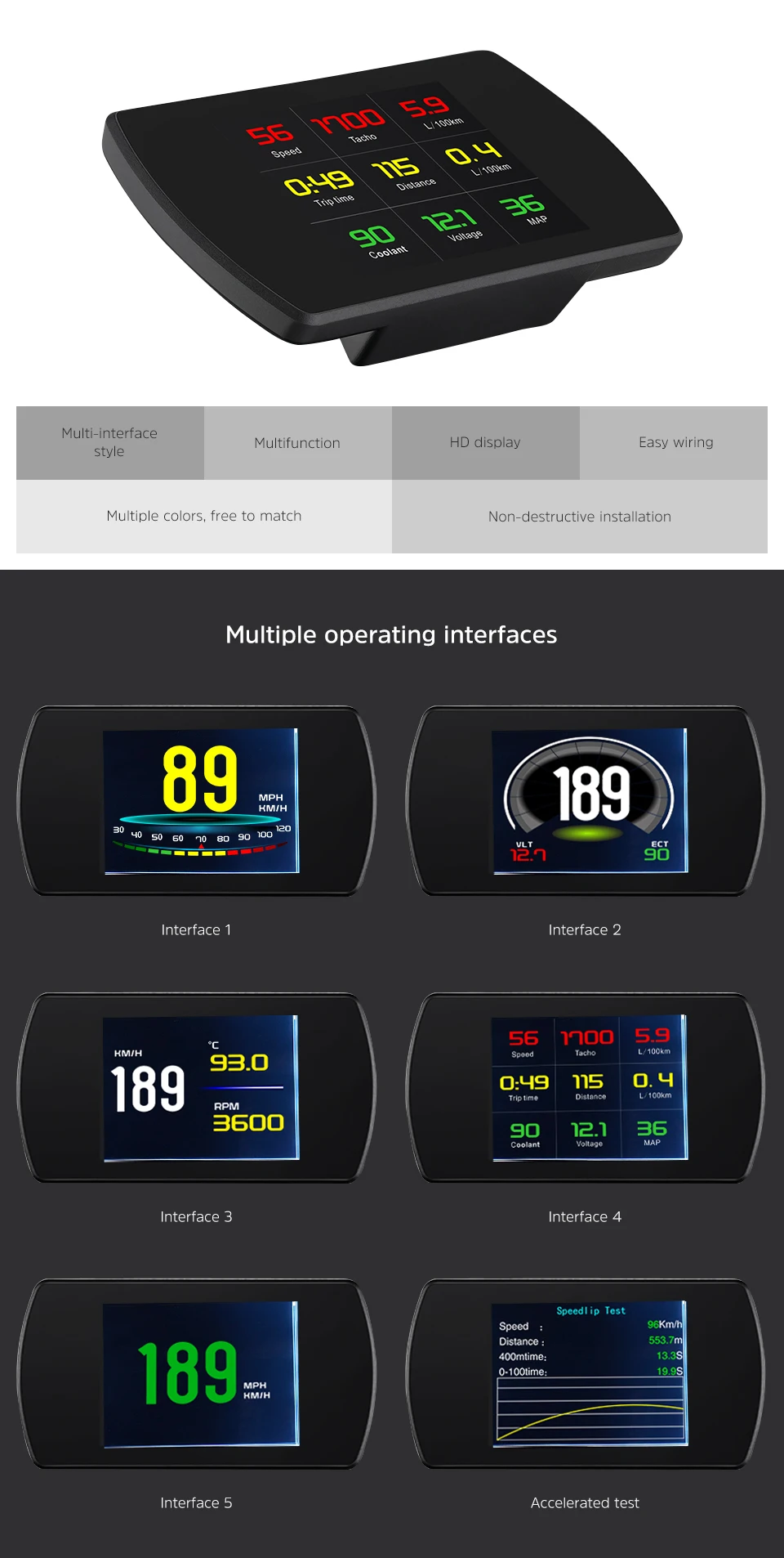 AOSHIKE P12 5,8 TFT проектор скорость автомобиля OBD Hud цифровой дисплей бортовой компьютер OBD2 скорость метр Бриз проектор