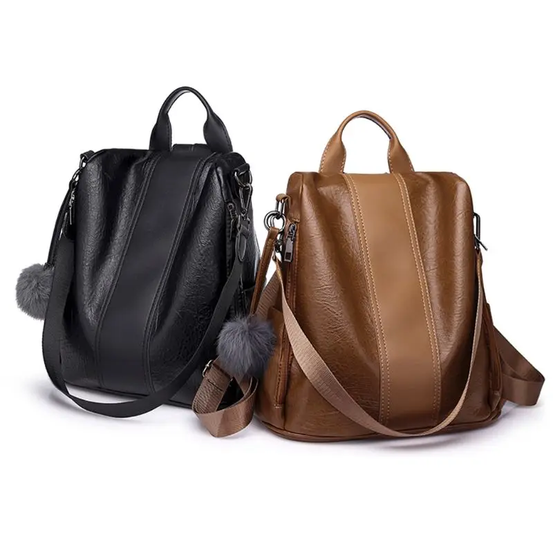 

Women Soft PU Leather Shoulder Bag Anti theft Casual Backpack School Bags