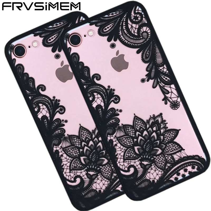 

FRVSIMEM Sexy Girl Lace Back Case With Soft Silicone for iphone 6 6s 7 Plus 5 5s SE Mandala Flower Fundas Capa Protector Cover