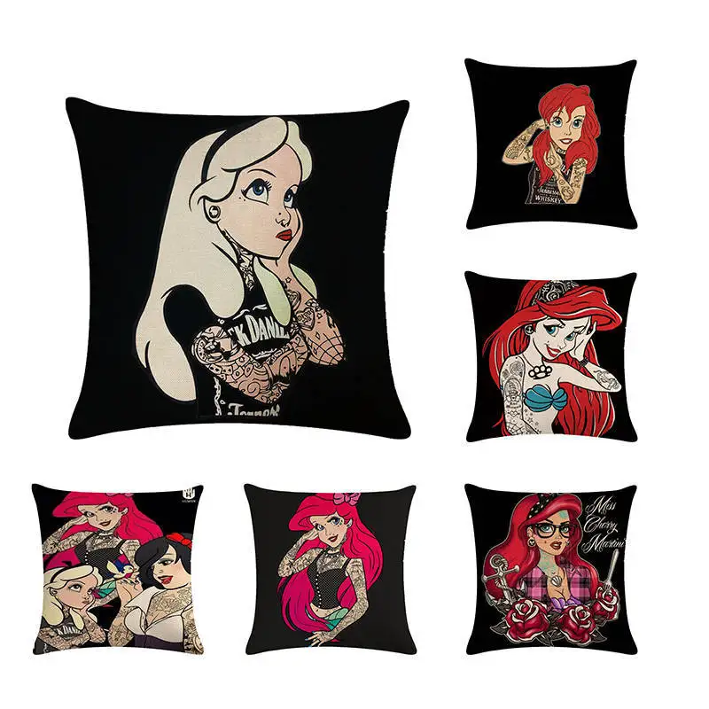

45cm*45cm Cartoon Princess pattern Linen/cotton pillow cover sofa pillow case car seat cushion cover decorative pillows