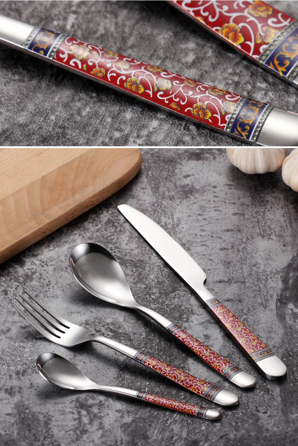 LIYIMENG 4Pcs Stainless Steel Knife Fork Set Dinnerware Sets Steak Cutlery Western Tableware Dinner13