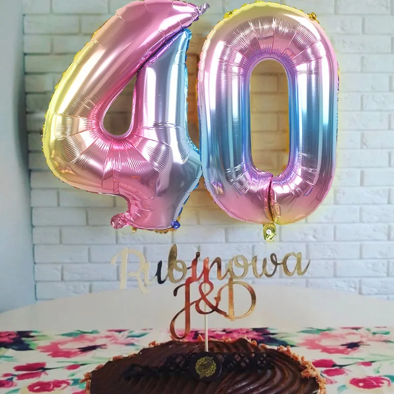 

32inch Rainbow Number Balloons Iridescent Foil Balloon for Kids Birthday Party Wedding Decoration Digital Ballon Air Globos