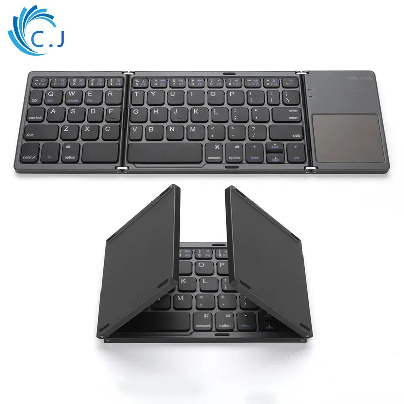 

Portable Twice Folding Bluetooth Keyboard BT Wireless Foldable Touchpad Keypad for IOS/Android/Windows ipad Tablet