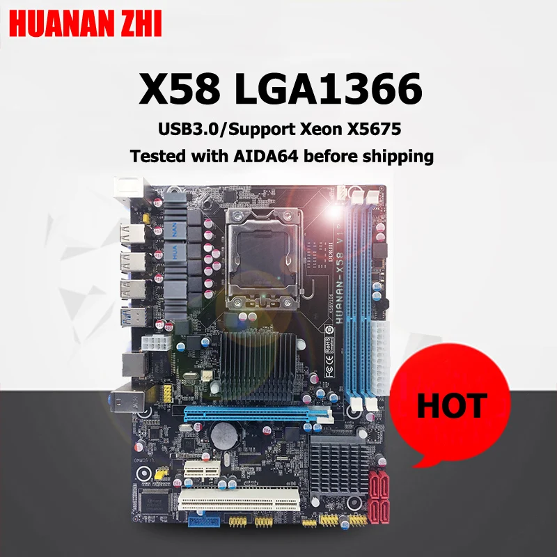 X58 com 2 Mainboard para X5675 Testado por Aida64 Desconto Placa-mãe Huanan Ram Slots Usb3.0 Desktop X5670 Bom Zhi