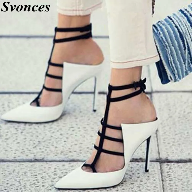 

Fashion Shoes 2019 Women Shoes Pump Pointed Toe White-black Stilettos Buckle Strappy Extreme High Heels Party Shoes Plus Size 42