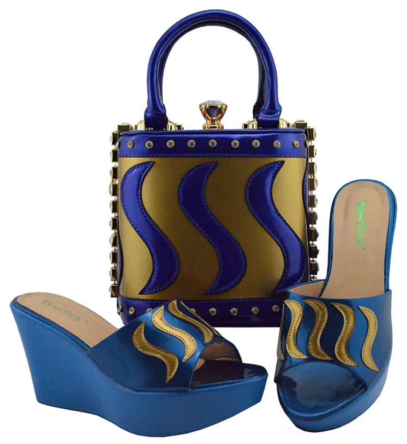 Nigérian Ensemble bleu Italien wine pourpre Chaussures or Assorties Md005 Coins Partie À peach fuchsia Et Design Chaussure Royal Femmes De Sac Mode Pour Noir teal 0qvwwg
