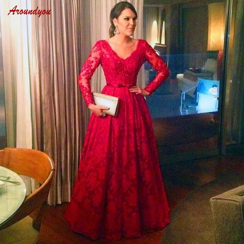 Lange Mouwen Lace Moeder van de Bruid Jurken voor Wedding Party Plus Size Sexy Avondjurken Bruidegom Godmother Diner Jurken 2018 Lange Mouwen Lace Moeder van de Bruid Jurken voor Wedding Party Plus Size Sexy Avondjurken Bruidegom Godmother Diner Jurken 2018
