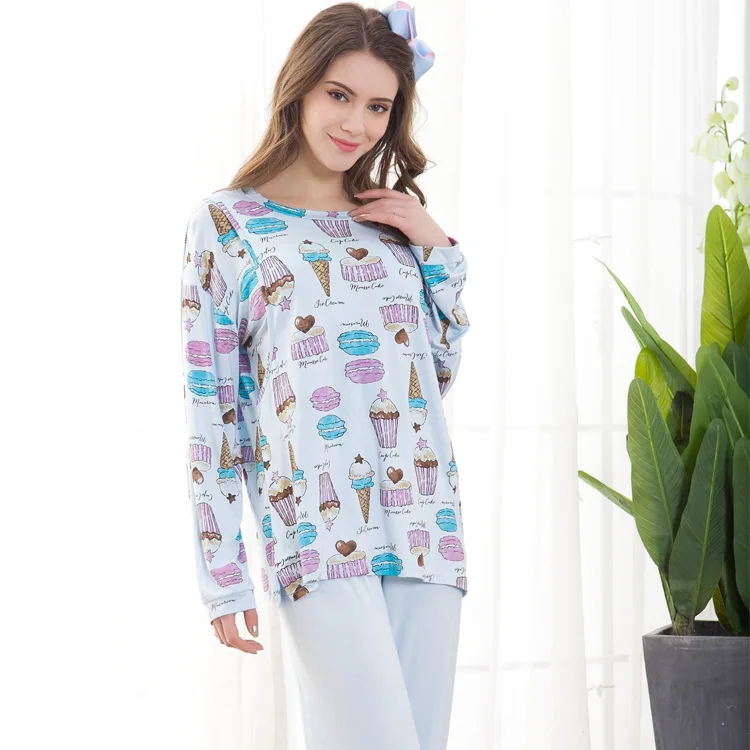 Fdfklak осень зимняя Пижама для беременных женщин Длинные рукава для беременных Ночная одежда с принтом букв хлопок беременность pijama