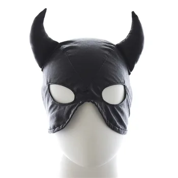 

1PCS Black Night Club Cosplay Horn Masks PU Leather Mask Headgear Head Restraints Toys Wholesale