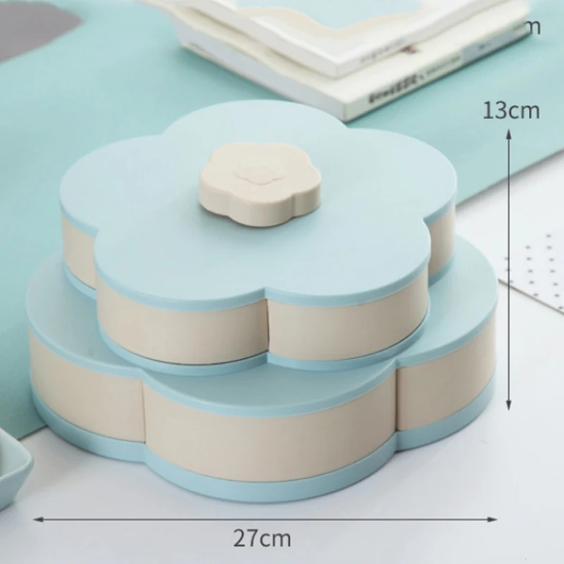 Вращающаяся крышка в форме цветка, коробка для конфет, поворотный переключатель, тарелка для хранения, домашние закуски, перегородка, органайзер, вечерние, свадебные, леденец