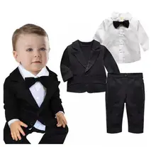 Baby Boys Gentlemen Suits 2017 Spring Autumn Blazer Coat+Shirts+Pants Infant Outfits 3PCS Set Suits Kids Birthday Formal Wear