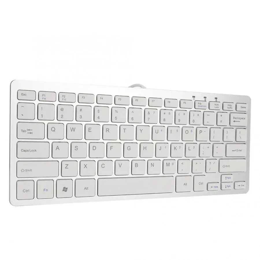 

Wireless Mini Keyboard 78 Keys Ultra-Thin Mini Scissors Feet Design USB Wired Silent Keyboard Silver