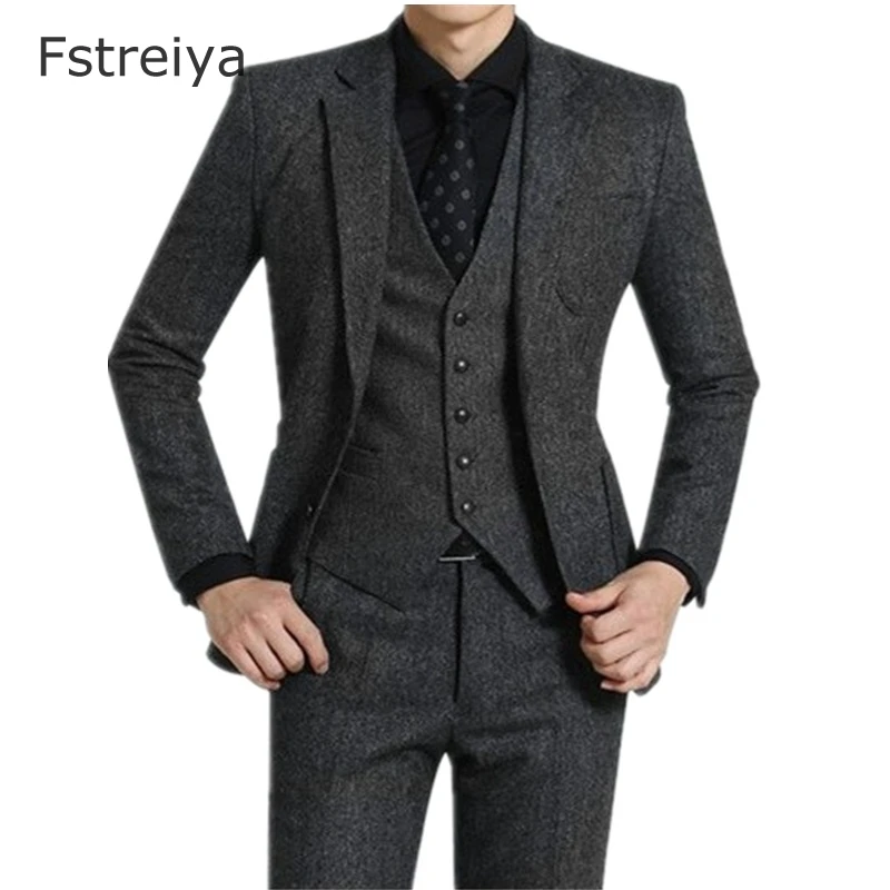 Custom made mens wool slim fit suit with pants pants costume homme 3 pieces tailored suits for wedding customized mens clothing