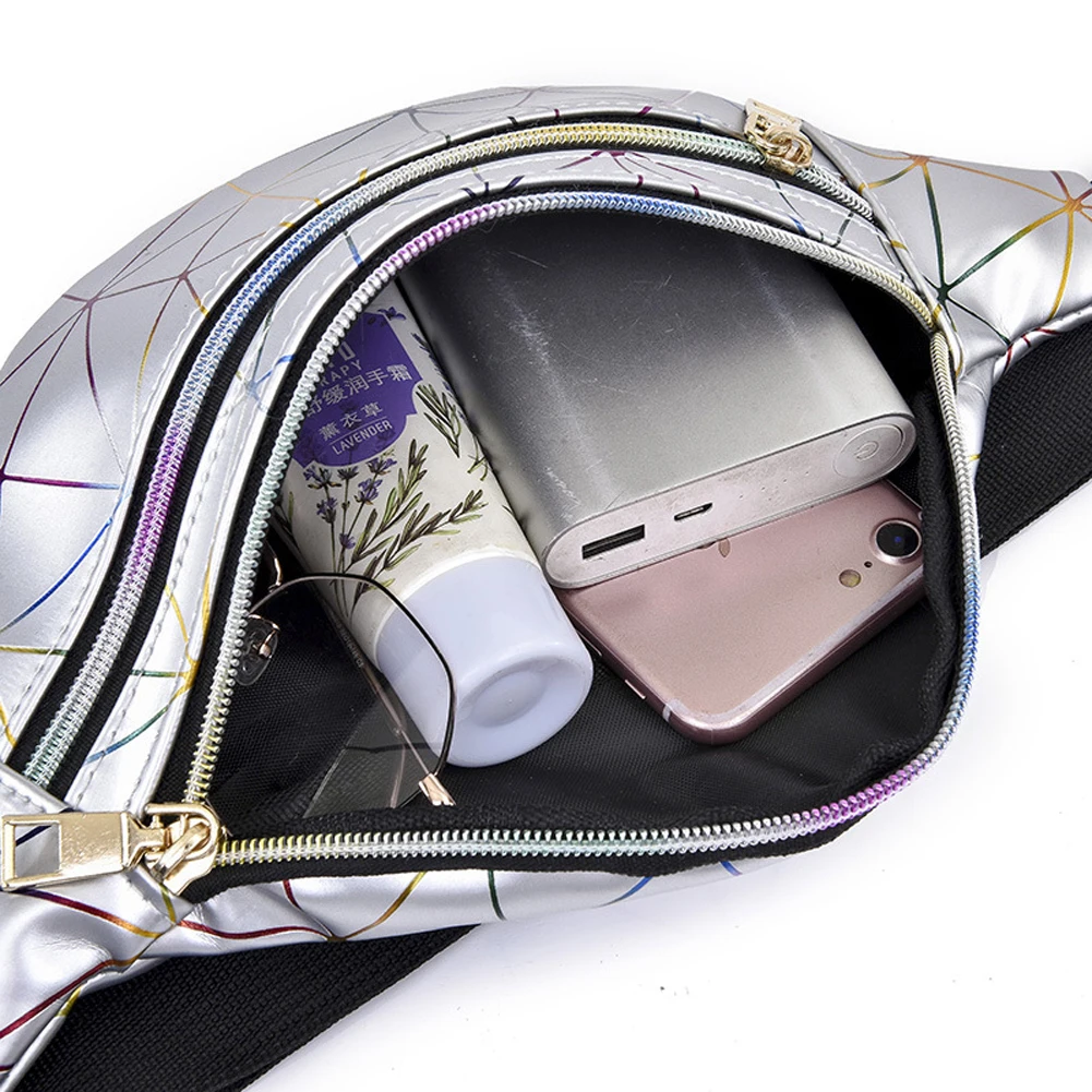 Женская поясная сумка черная Геометрическая поясная сумка Лазерная нагрудная сумка для телефона сумка на плечо кошелек поясная сумка женская маленькая поясная сумка