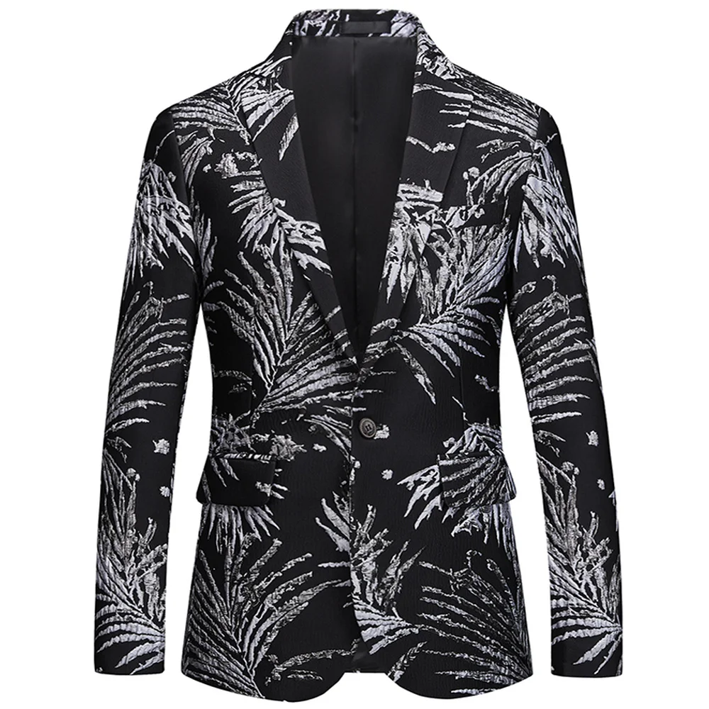 Mode Partie De Costume Qualité Bouton Mâle Zippée Hommes Noir Slim Blazer 6xl Veste Vestes Hôte Pour Supérieure Un Mariage Parti Jacquard 1 Fit Les UVqzpSMLG