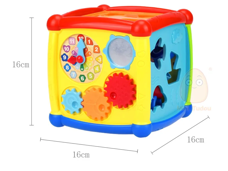 Baby Toys Multifunctional Learning Cube With Clock Sort Geometric Blocks Stacking Cups Early Educational Toy For Kids