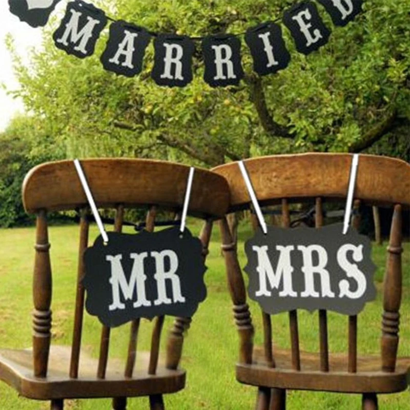 

1Set Wedding Pictures MR and MRS Label Banner Photography Props Creative Wedding Table Numbers Marriage Wedding Decoration
