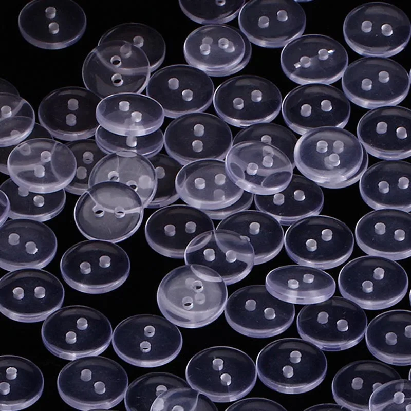

50pcs 12.5 15 18 MM Transparent 2 Holes Resin Plastic Buttons Apparel Supplies Sewing Accessories DIY Craft Decorative Buttons