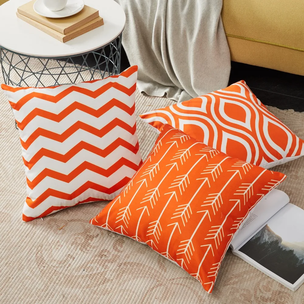 YokiSTG с геометрическим узором Чехлы для подушек из хлопка и льна в скандинавском стиле декоративные наволочки для дивана, дивана, кресла, кровати оранжевого цвета