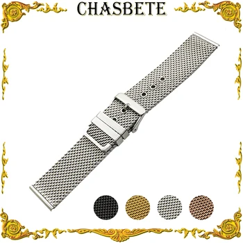 

20mm 22mm 24mm Milanese Stainless Steel Watch Band for Breitling Watchband Men Women Metal Strap Wrist Loop Belt Bracelet Black