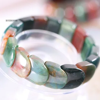

Free Shipping Jewelry For Women Men Natural Stone Beads Green Indian Onyx Stretch Bracelet 8" 1Pcs H008