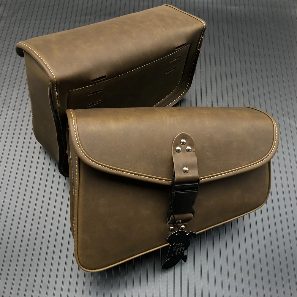

2x Universal Motorcycle Saddlebag PU Leather saddle Motorcycle bag suitcase For Harley Sportster XL883 XL1200 Iron Dyna Tool Bag