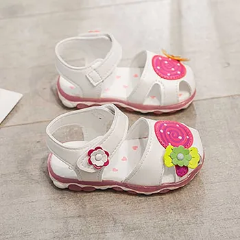 

Baby Kids Girl Sandals Shoes Summer Princess Lollipop Print Girls Anti Slip Soft Sole Bow Hollow Strap Sandals Shoes