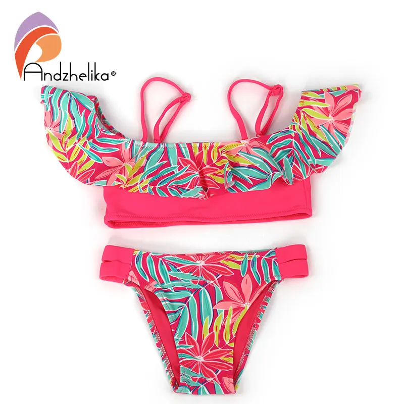 Andzhelika bikini 2018 яркий купальник бикини с рюшами для девочки AK58|Купальники |