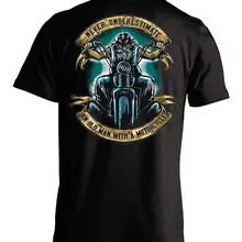 Новое поступление мужская футболка с принтом черепа никогда не недооценивать пожилой человек с мотоциклом, футболка в стиле «хип-хоп», футболка