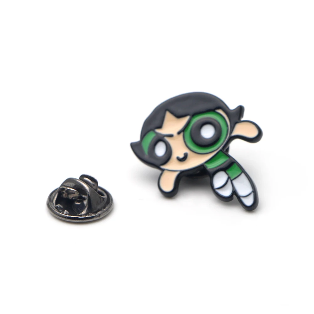 P2449 Dongmanli мультфильм милый Powerpuff девушки металлические эмалевые, на воротник булавка нагрудные значки ювелирные изделия брошь дети подарки аксессуары