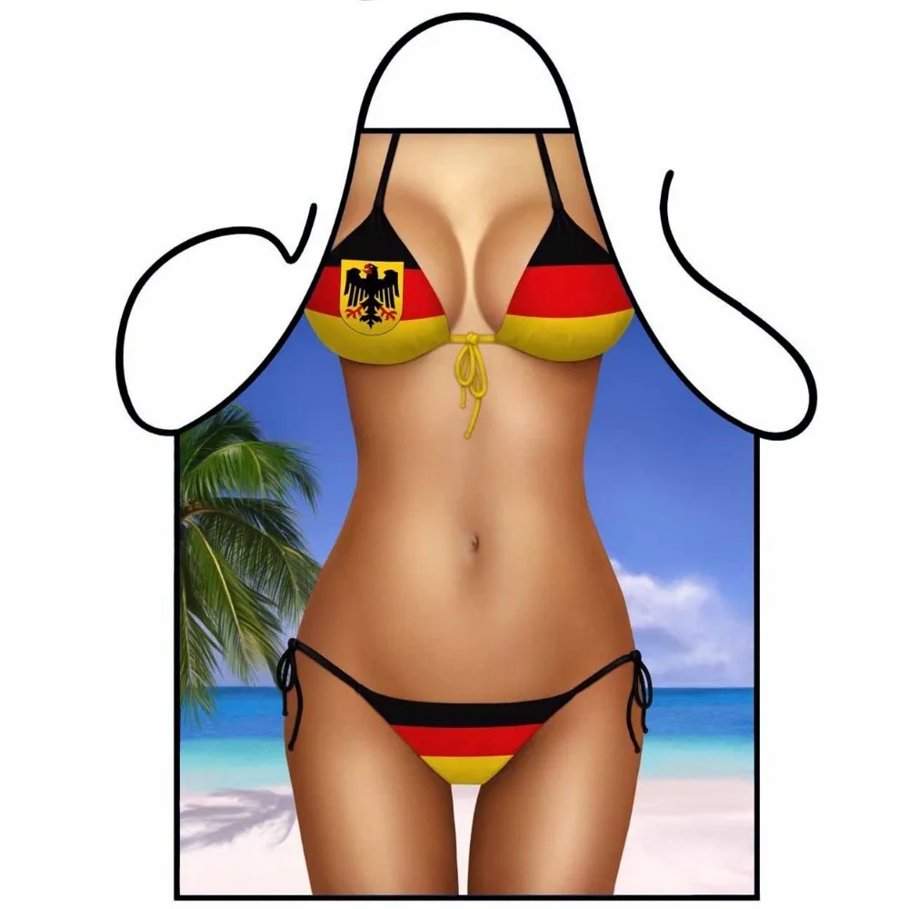 Printed Cooking BBQ Barbecue Apron-NationalFlag Beach Bikini