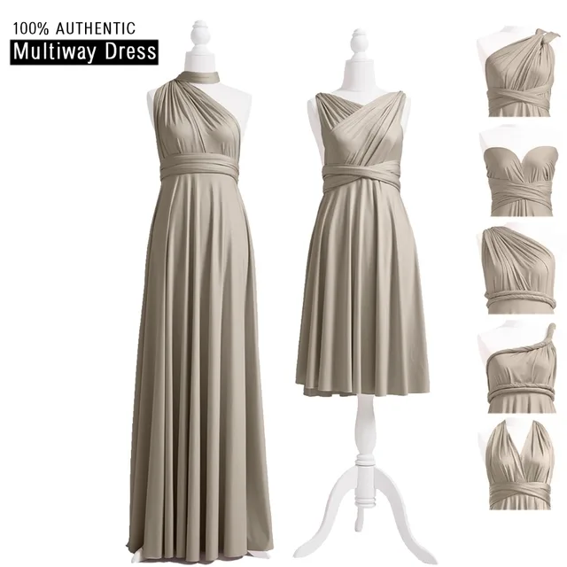 Cheap Taupe Infinity Bridesmaid Dress Long Multi-way Dress Taupe Wrap Maxi Dress Convertible Dress With Halter One Shoulder Styles Cheap Taupe Infinity Bridesmaid Dress Long Multi-way Dress Taupe Wrap Maxi Dress Convertible Dress With Halter One Shoulder Styles