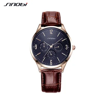 

SINOBI Luxury Brand Quartz Mens Watches Brand Men Military Leather Men Sports Watch Hour Date Waterproof Relogio Masculino